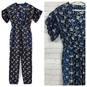 ULLA JOHNSON Reiko jumpsuit blue paisley pockets